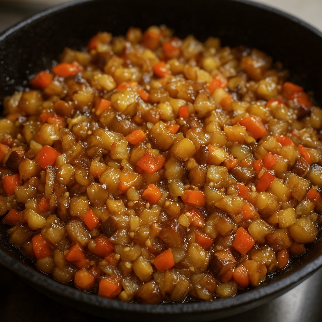 Жареная баклажанная икра кусочками