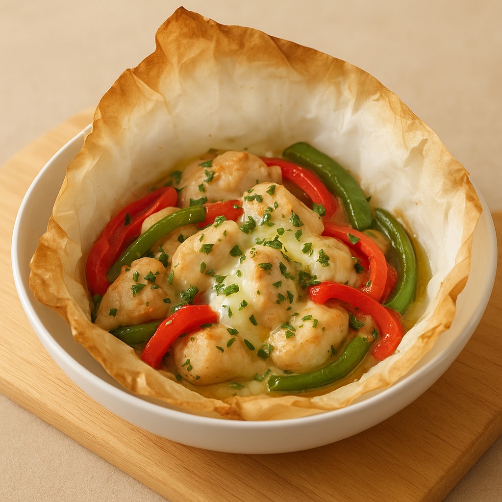 Куриная грудка в конверте, запеченная с овощами и сыром