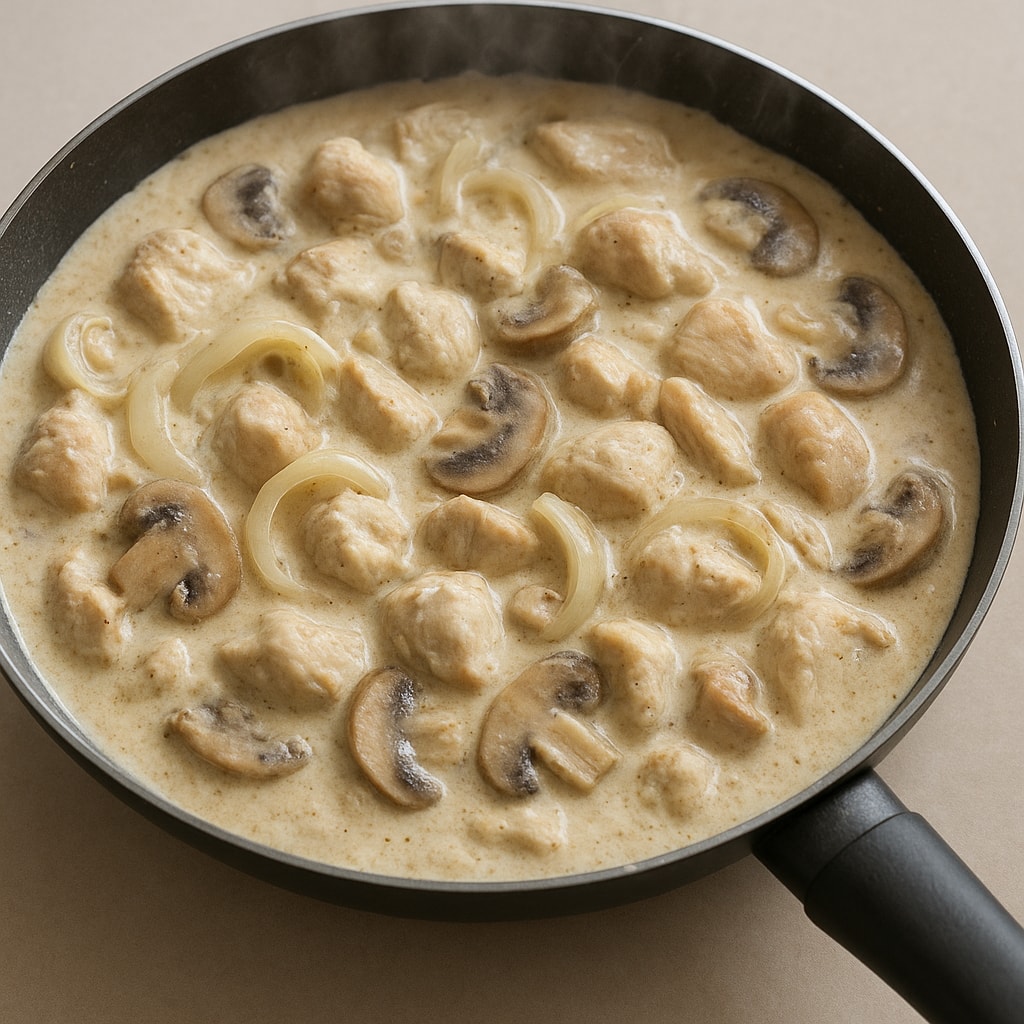 Курица со сметаной и грибами
