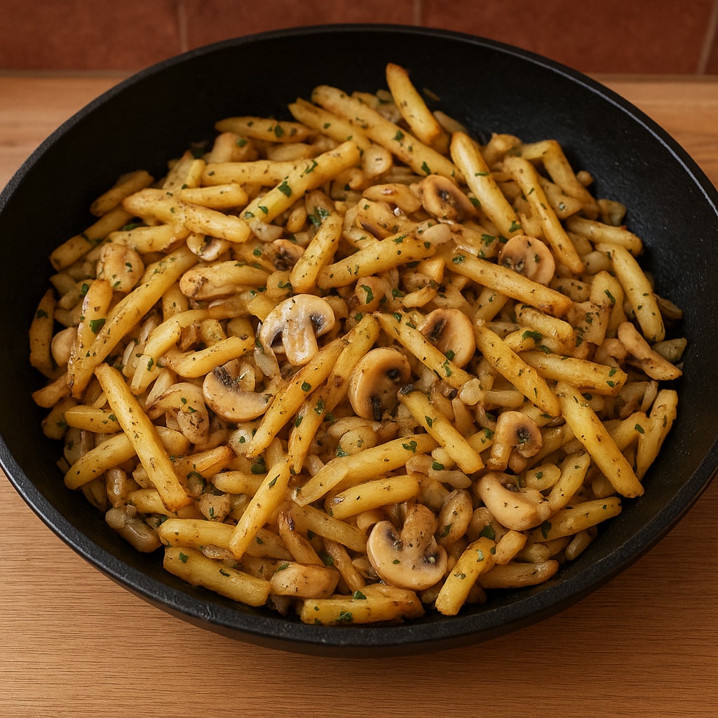 Жареная картошка с грибами и луком