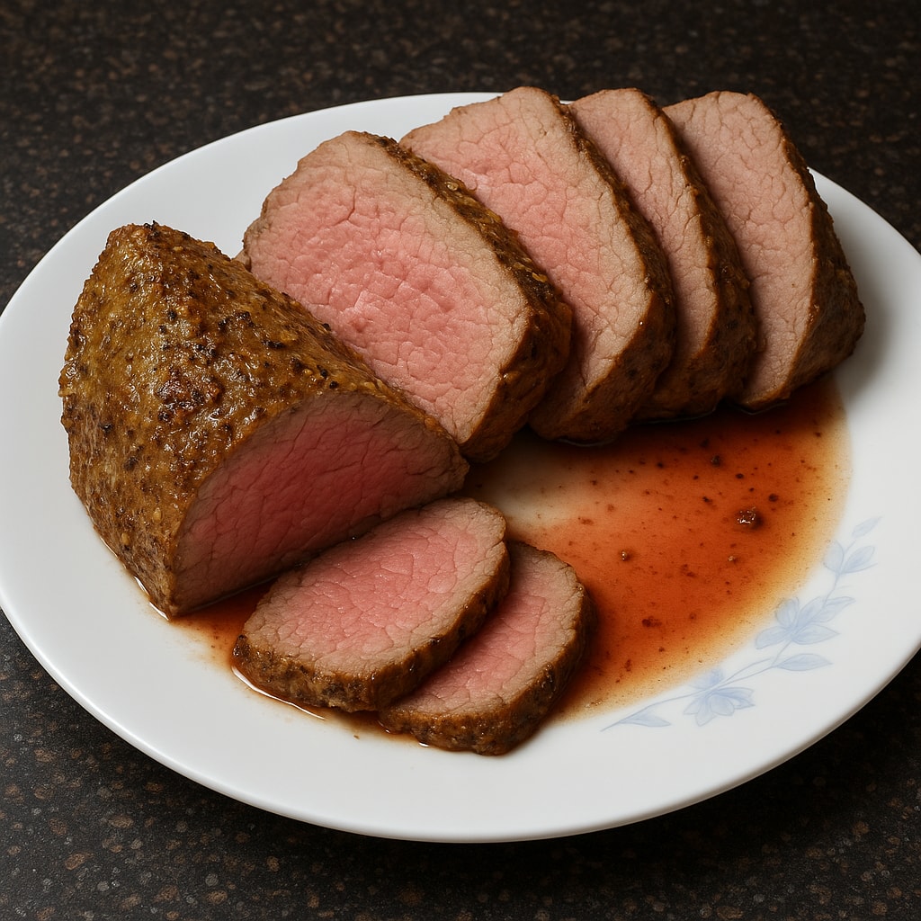 Говядина, запеченная с медом и горчицей