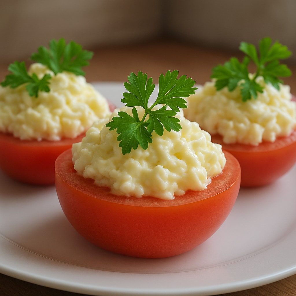 Помидоры с сыром и чесноком
