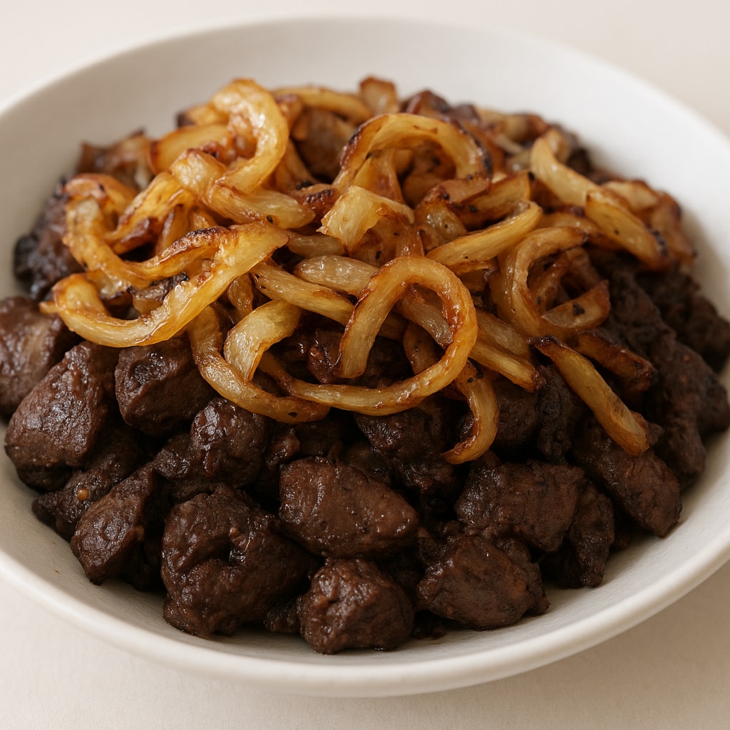 Куриная печень с медовым луком