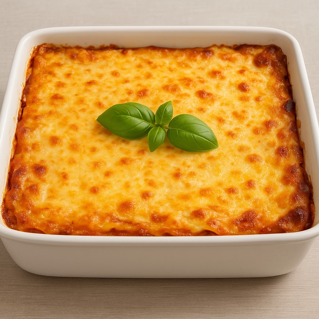 Лазанья с курицей, белыми грибами, грюйером и белым вином
