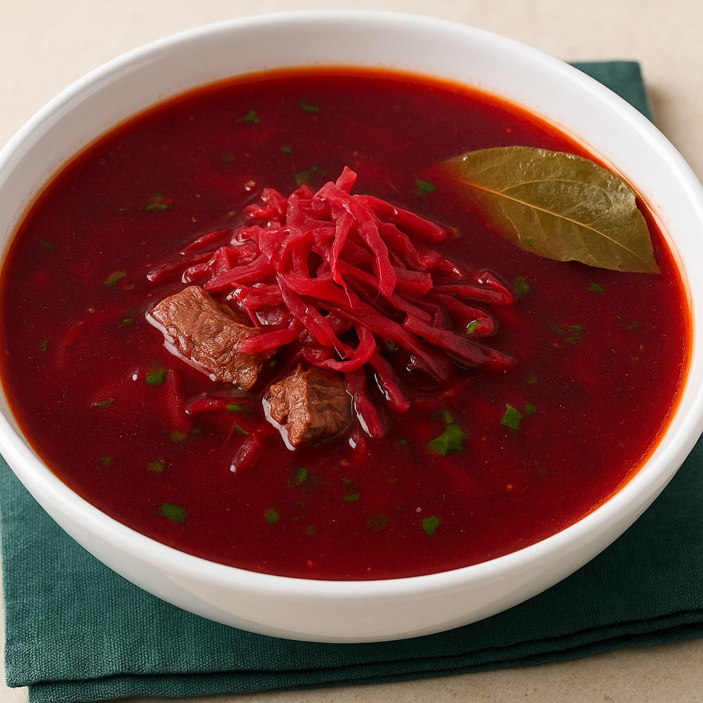 Борщ с чесноком и зеленью