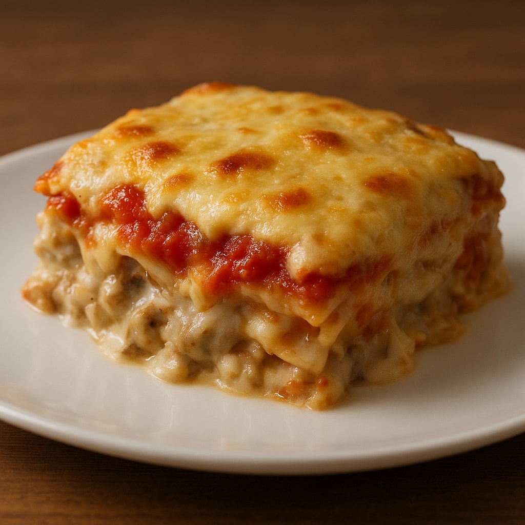 Лазанья с грибами и куриным филе