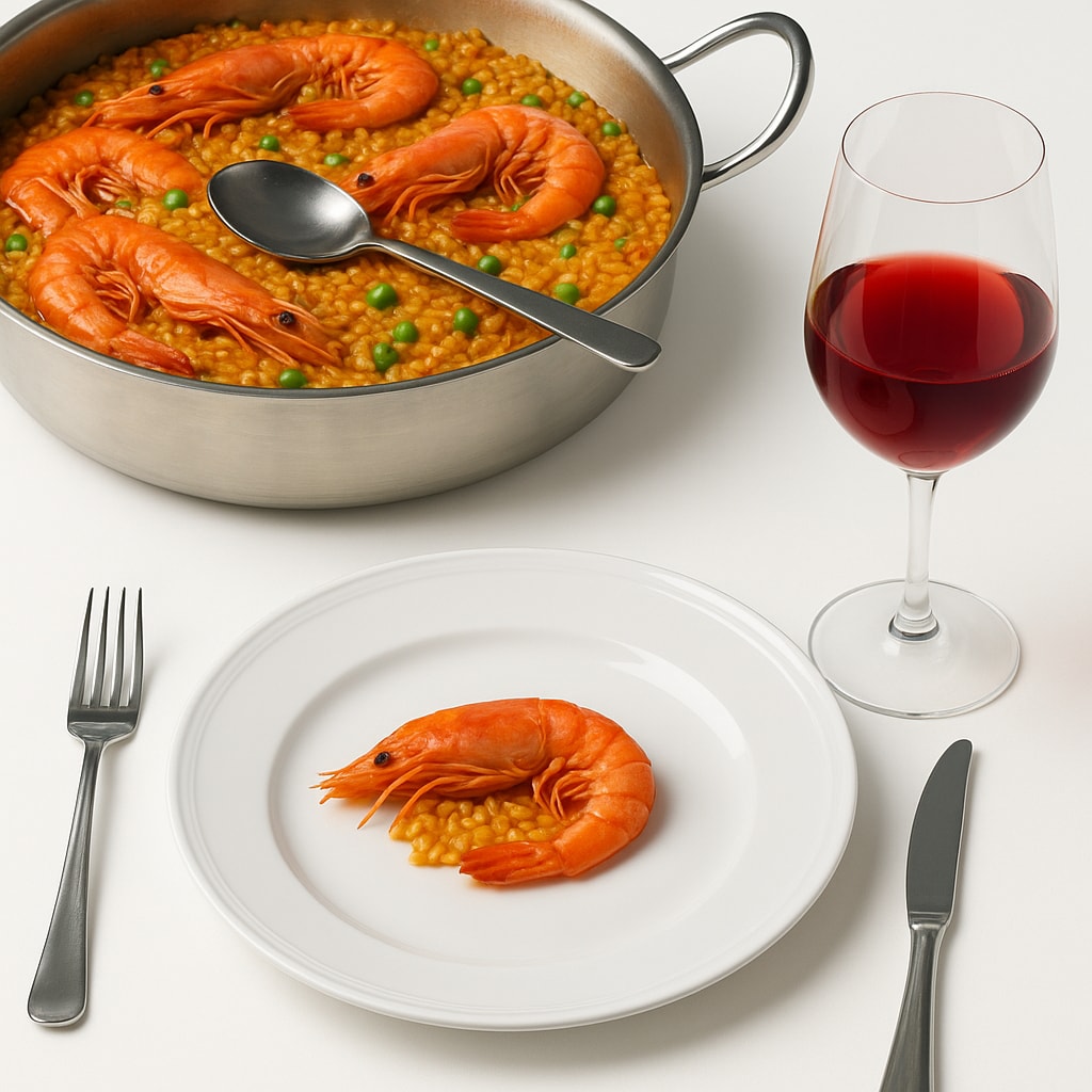 Паэлья с креветками и курицей