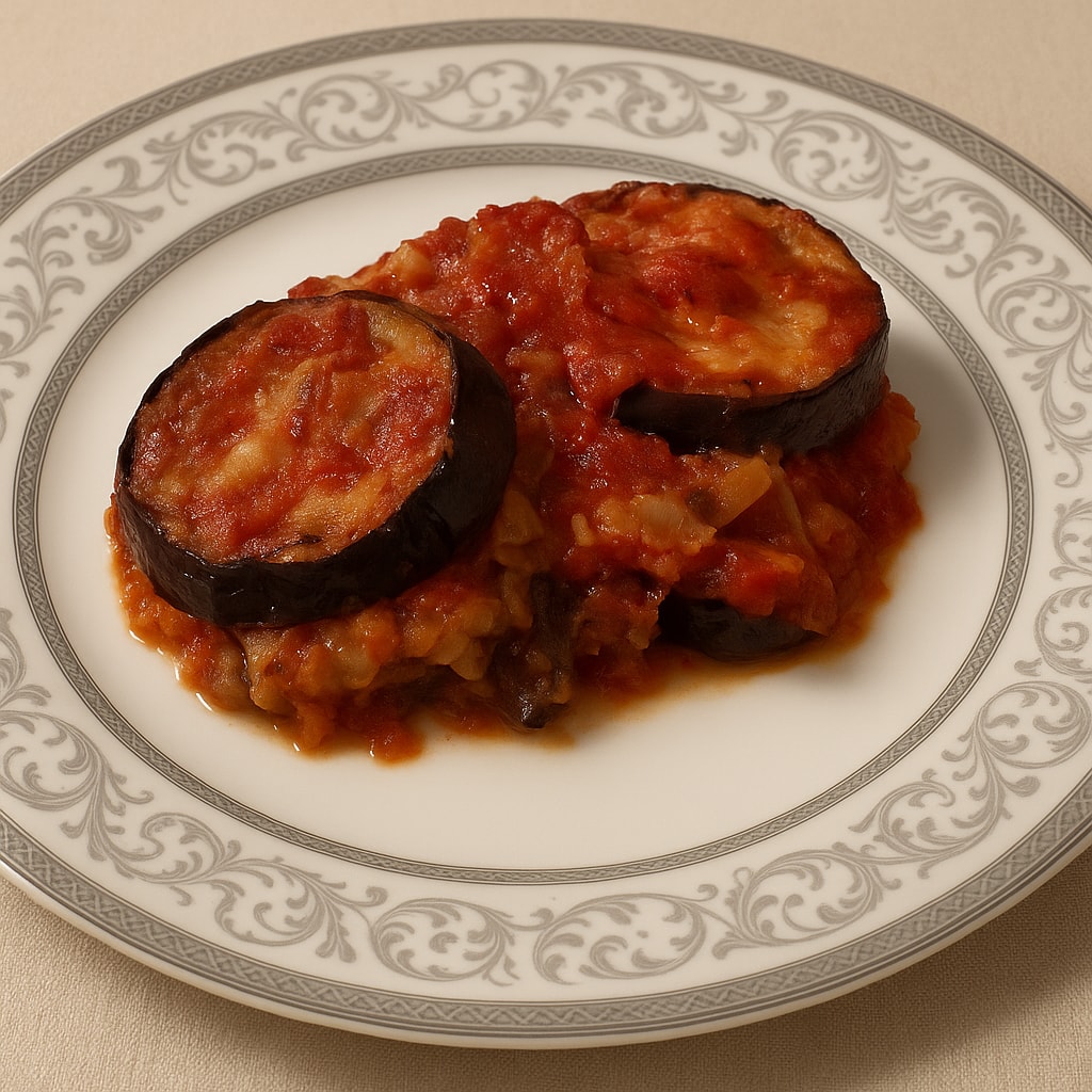 Запеченные баклажаны с сыром и помидорами