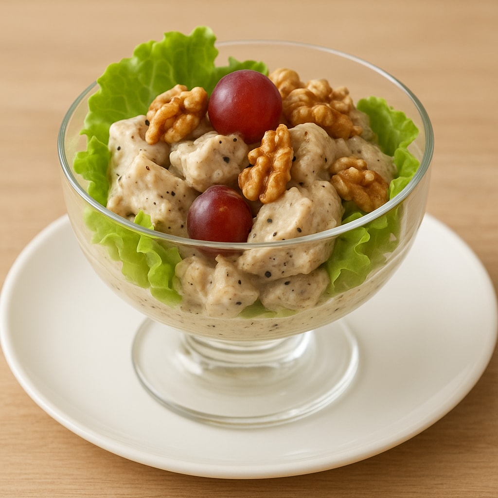 Теплый салат из курицы и винограда