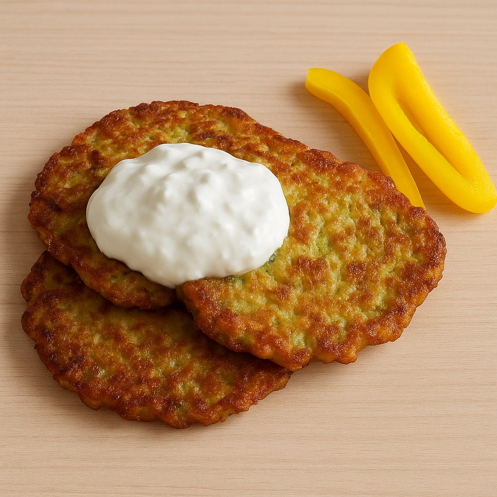 Кабачковые оладьи с чесноком и сметаной
