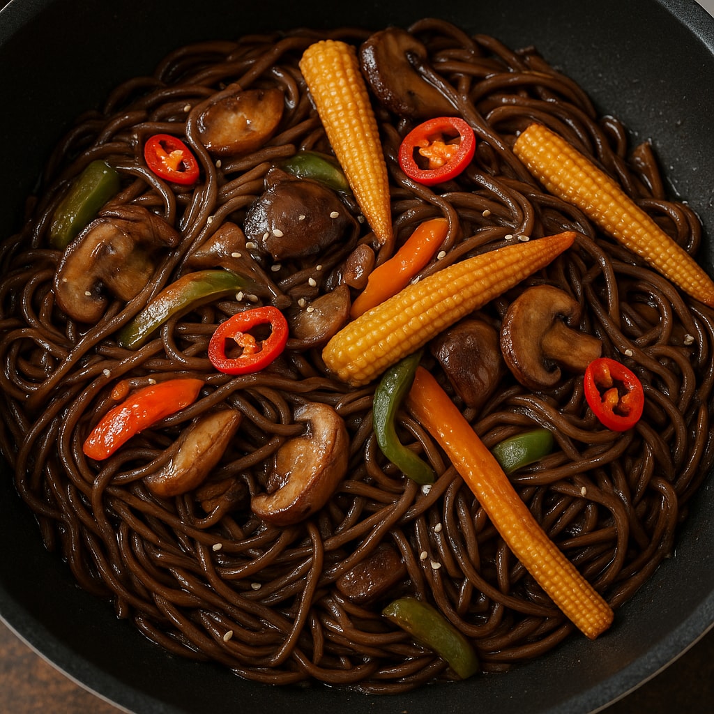 Гречневая лапша с курицей-терияки