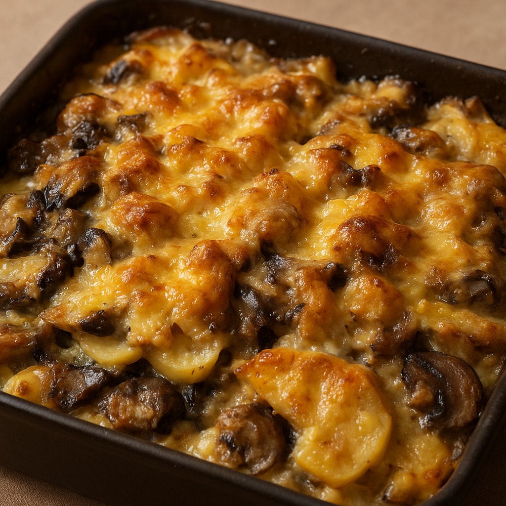 Хрустящая картошка, запеченная с грибами