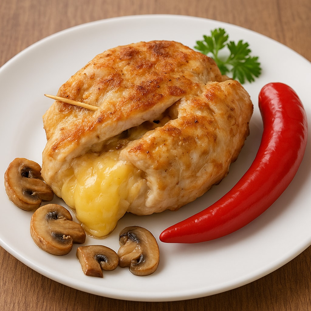 Куриные котлеты с грибами и сыром