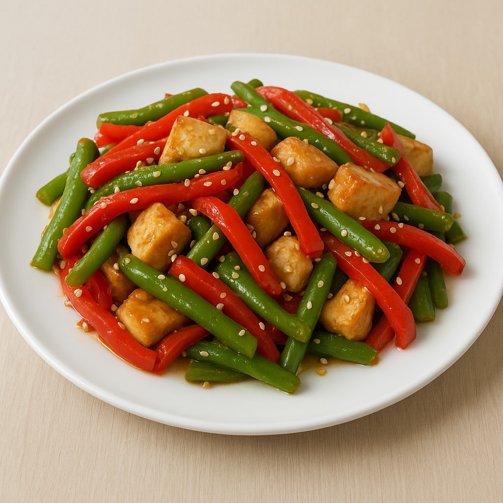 Жареный тофу с овощами