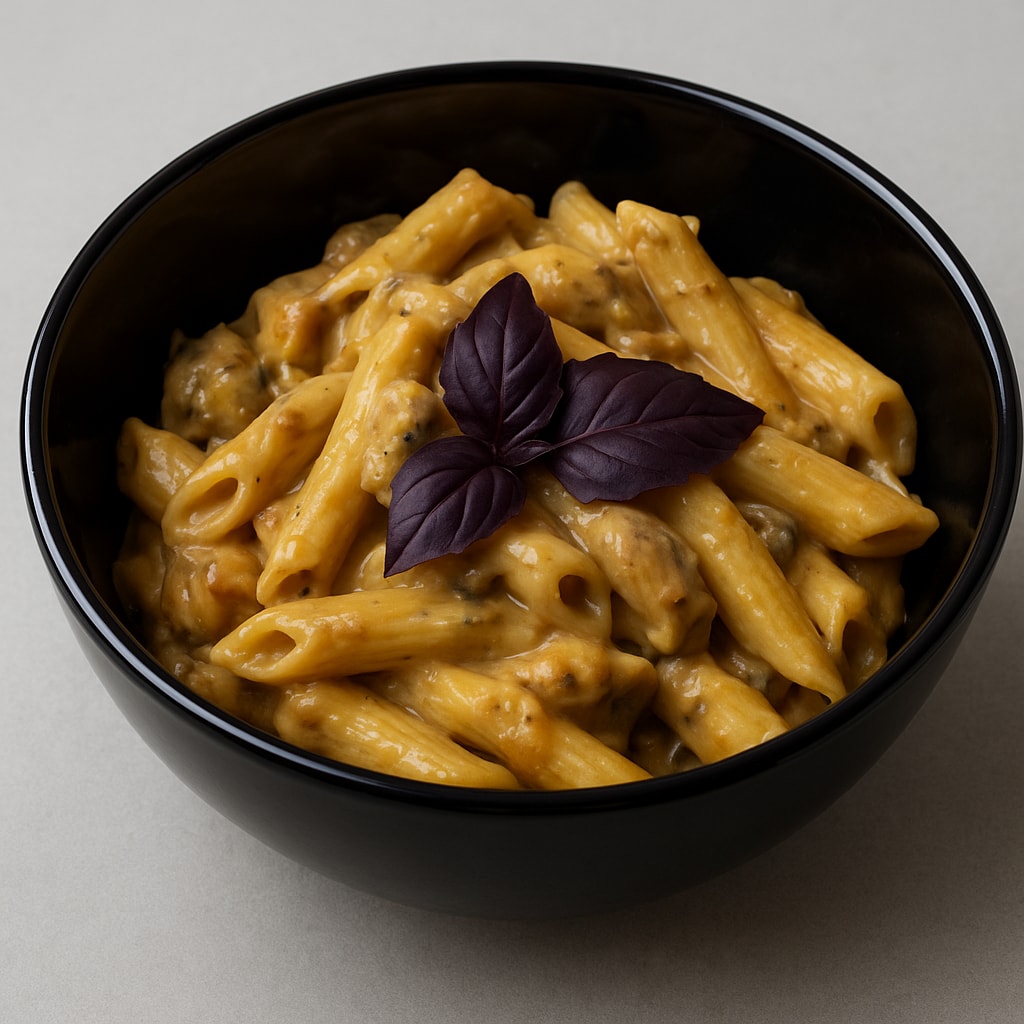 Пенне с тыквой и курицей