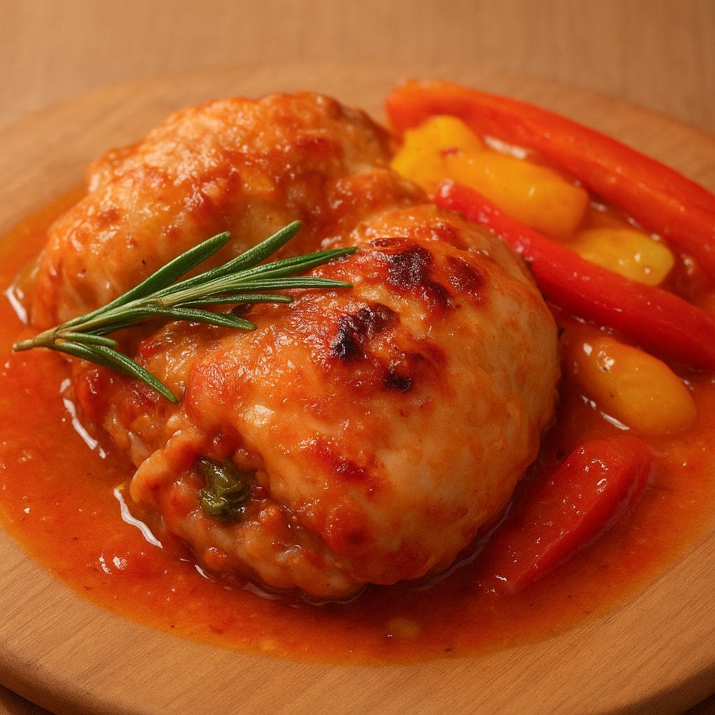 Тушеная курица с фасолью