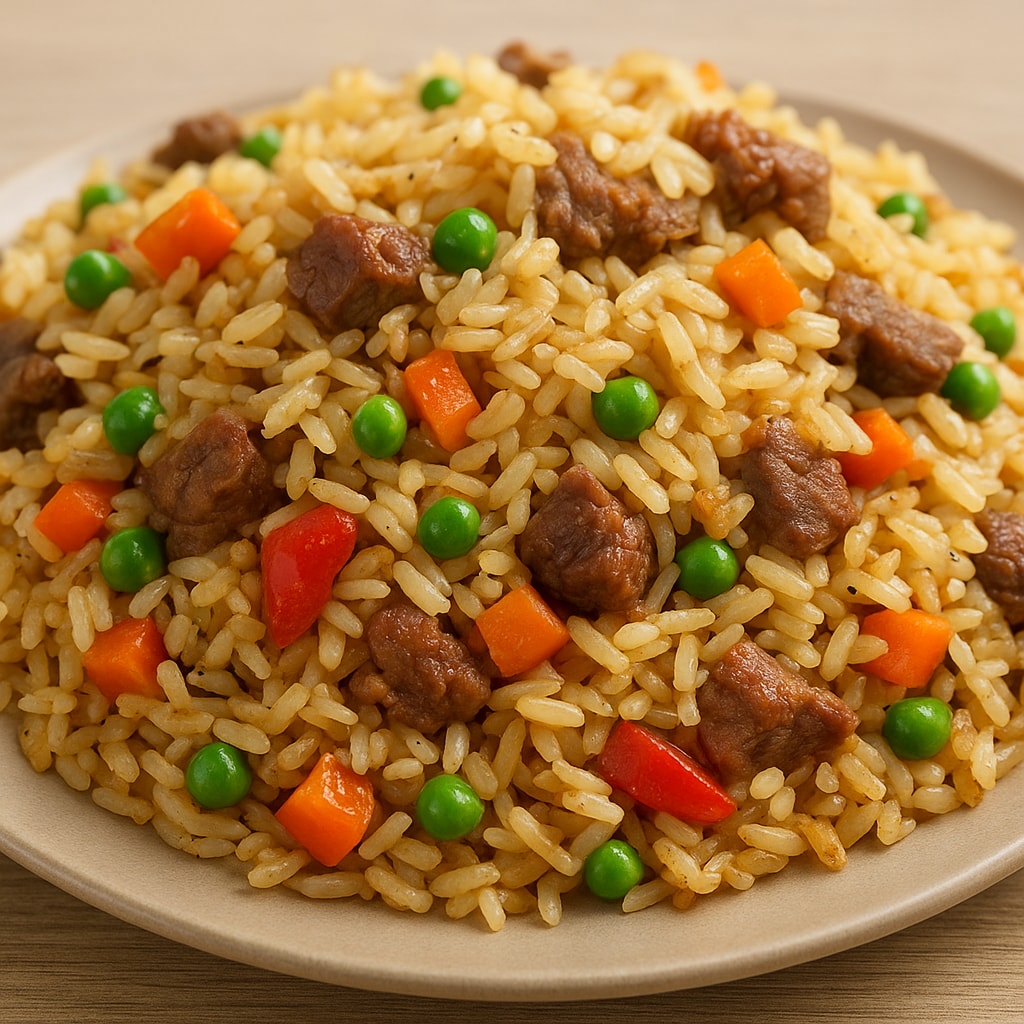 Рис со свининой и овощами