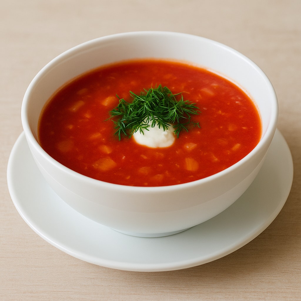 Томатный суп с макаронами
