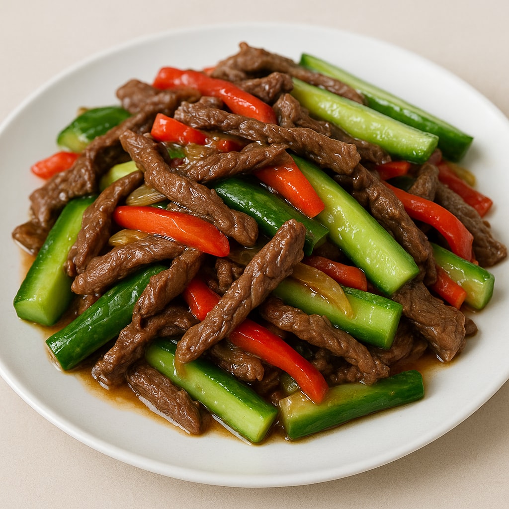 Огурцы с мясом по-корейски