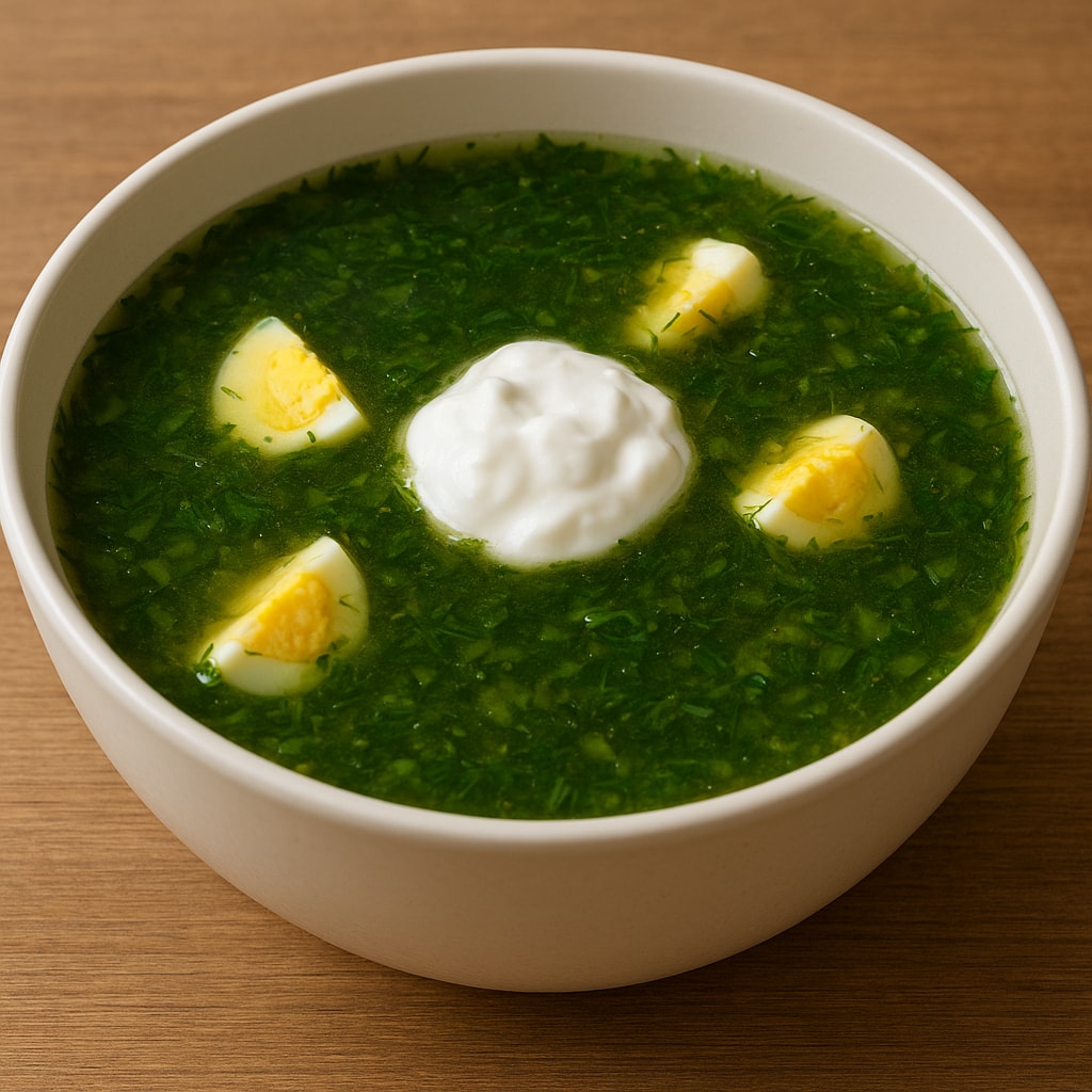 Щи из щавеля на курином бульоне