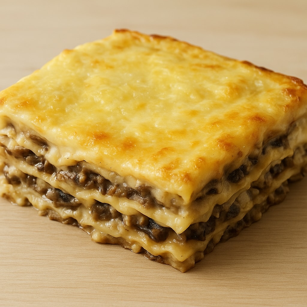 Лазанья с шампиньонами и сыром
