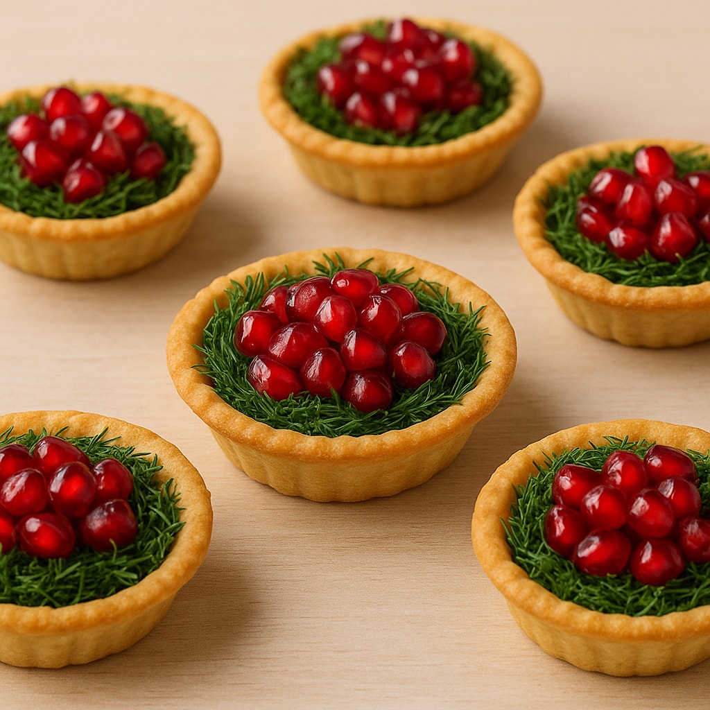 Закуска из лепешек с курицей и гранатом