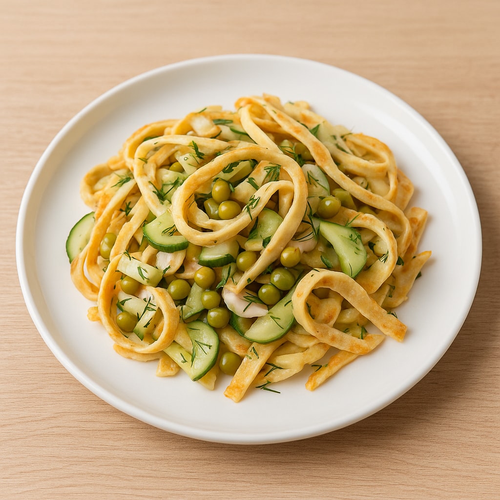 Салат с яичными блинчиками и курицей