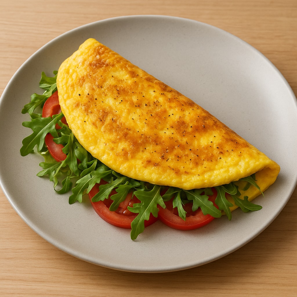Картофельная лепешка с помидорами и рукколой