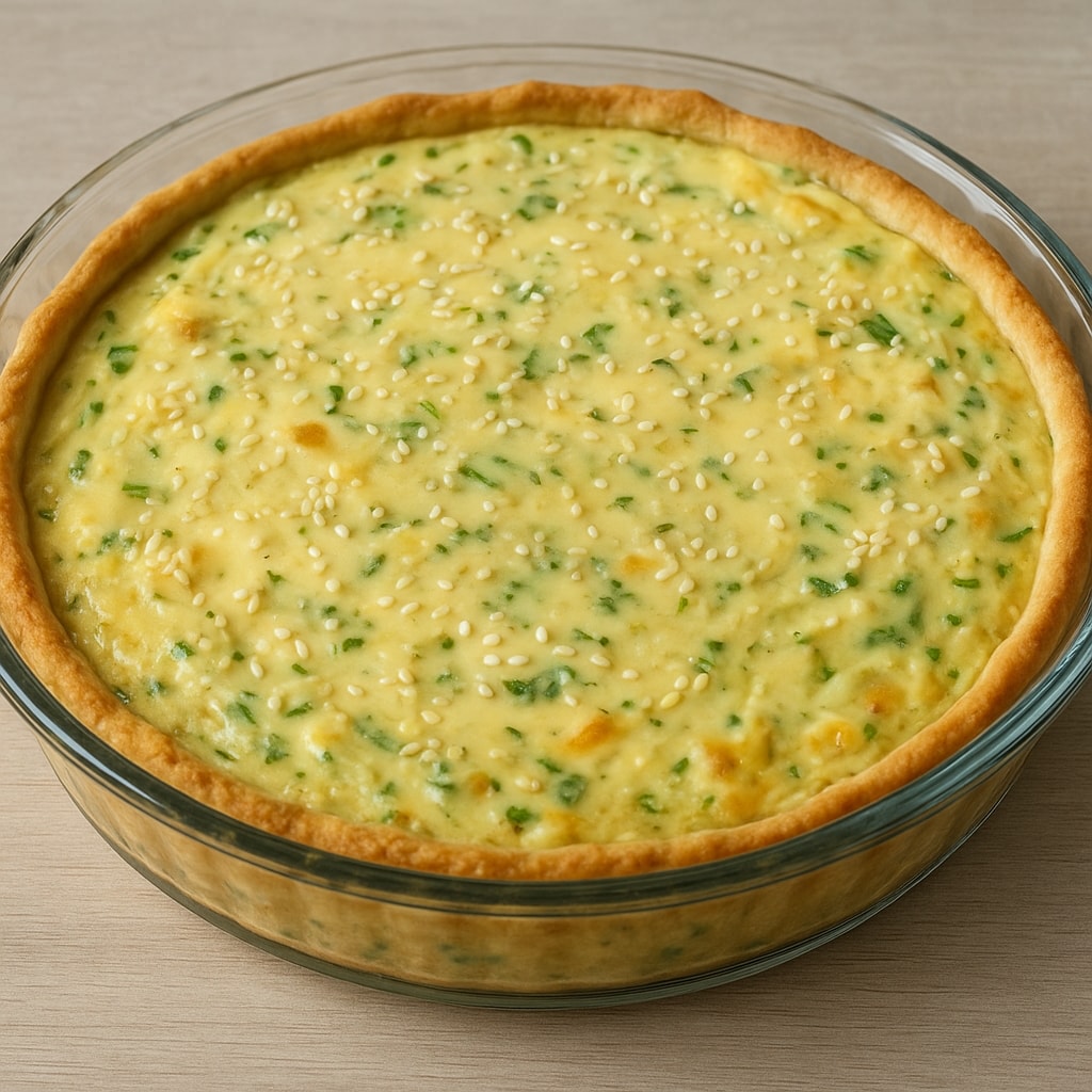Заливной белковый пирог с тунцом