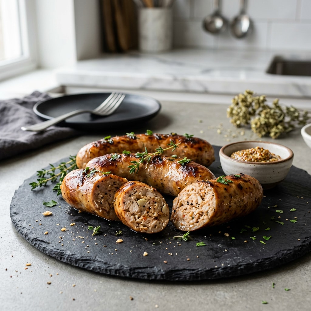 Домашняя куриная колбаса с чесноком и паприкой