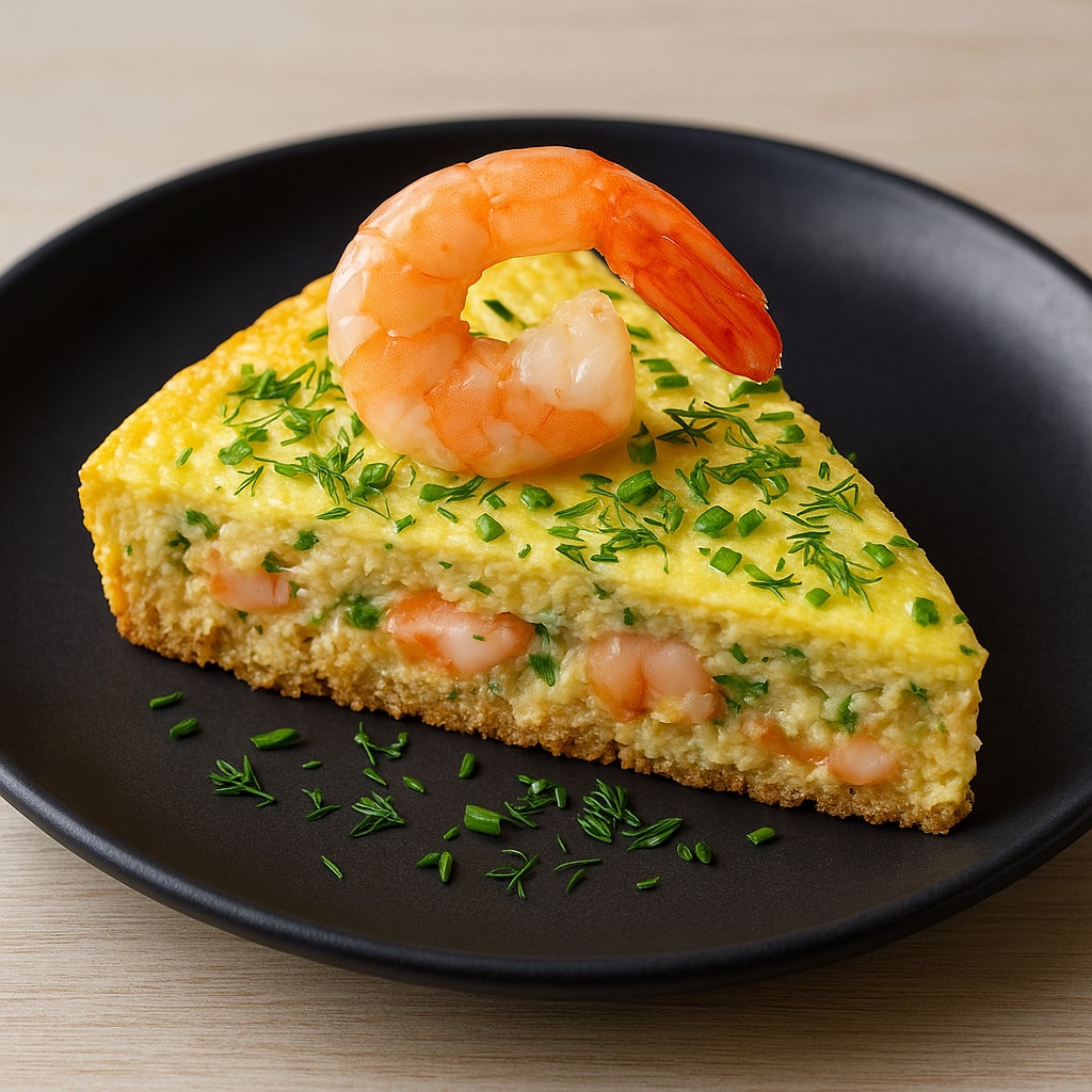 Омлет с овощами и креветками