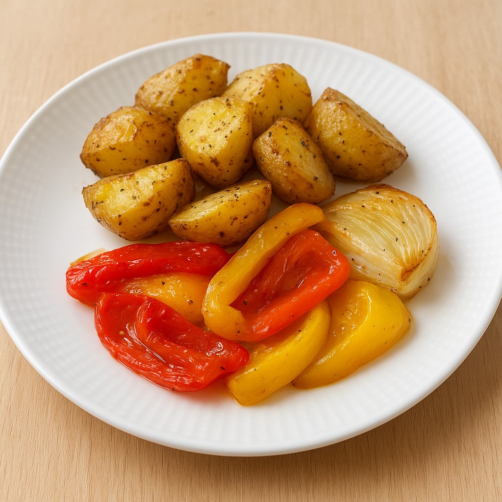 Салат с курицей и запечёнными овощами