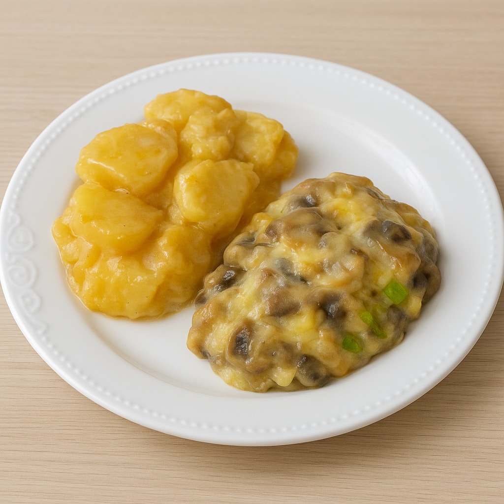 Запеченная курица с картофелем и грибами в сливках
