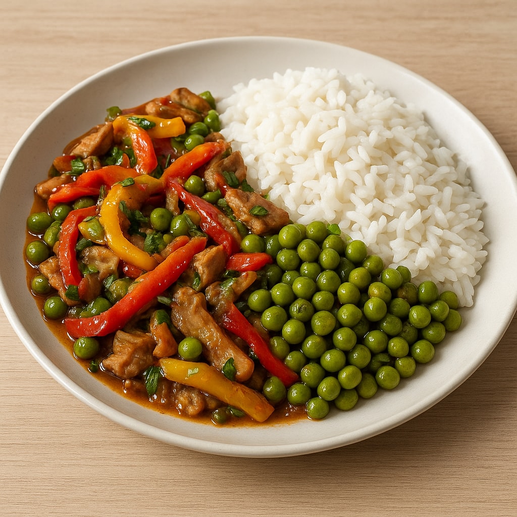 Острый салат с говядиной и овощами