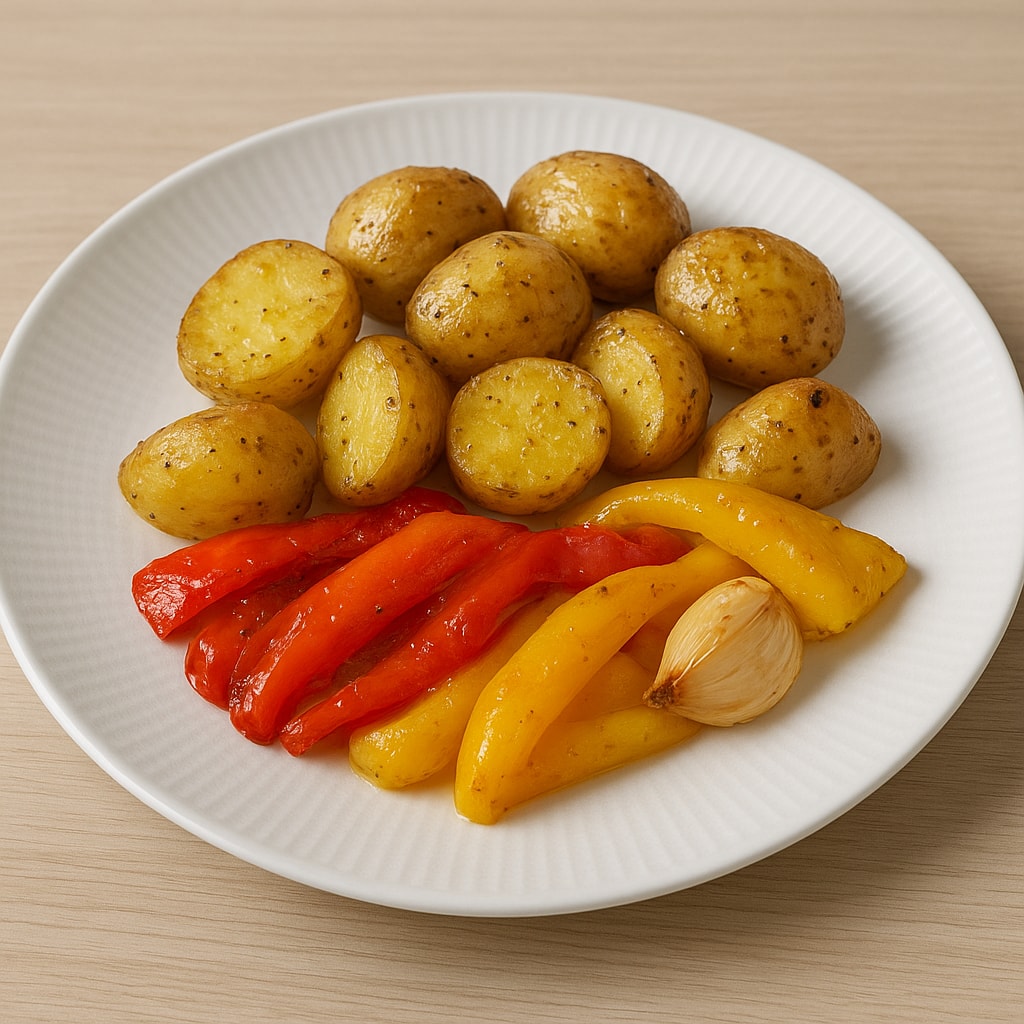 Салат с курицей и запеченными овощами