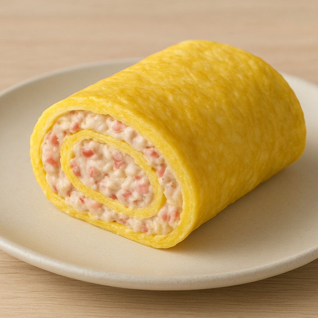 Яичный блин с начинкой из крабовых палочек