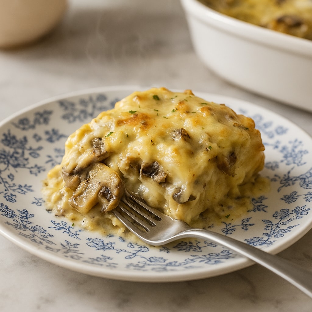 Картофельный пирог с курицей и грибами