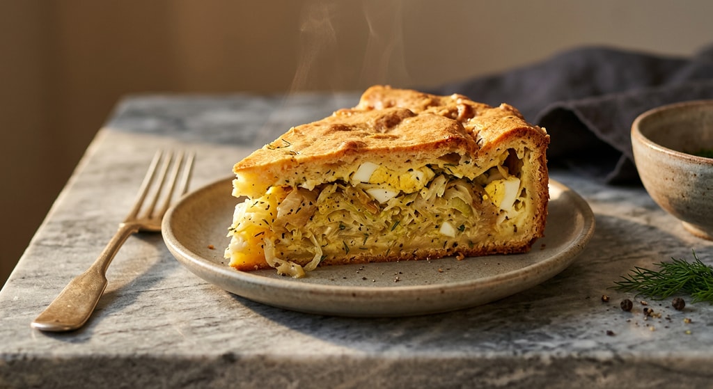 Заливной пирог с капустой и яйцом