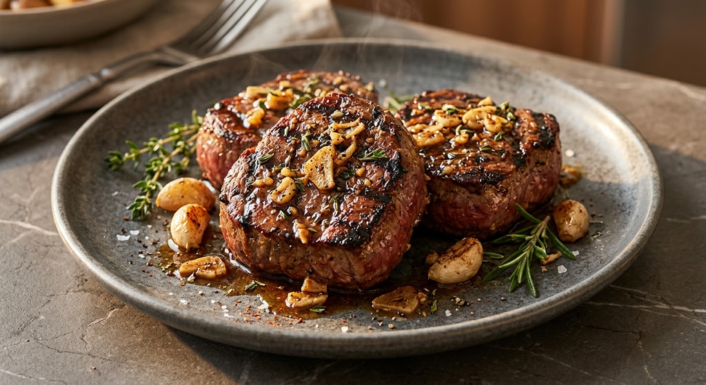 Медальоны из говядины с чесноком и специями