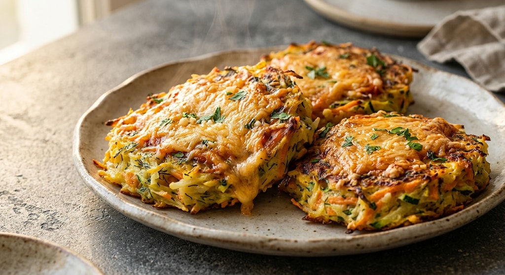 Овощные оладьи с сырной корочкой