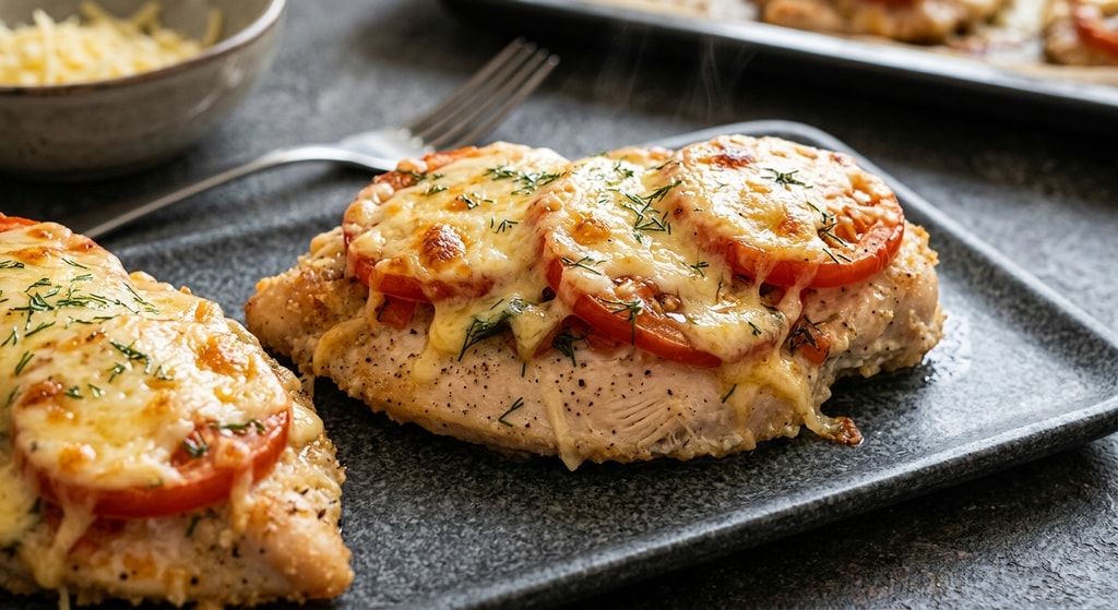 Отбивные из куриного филе с помидорами и сыром