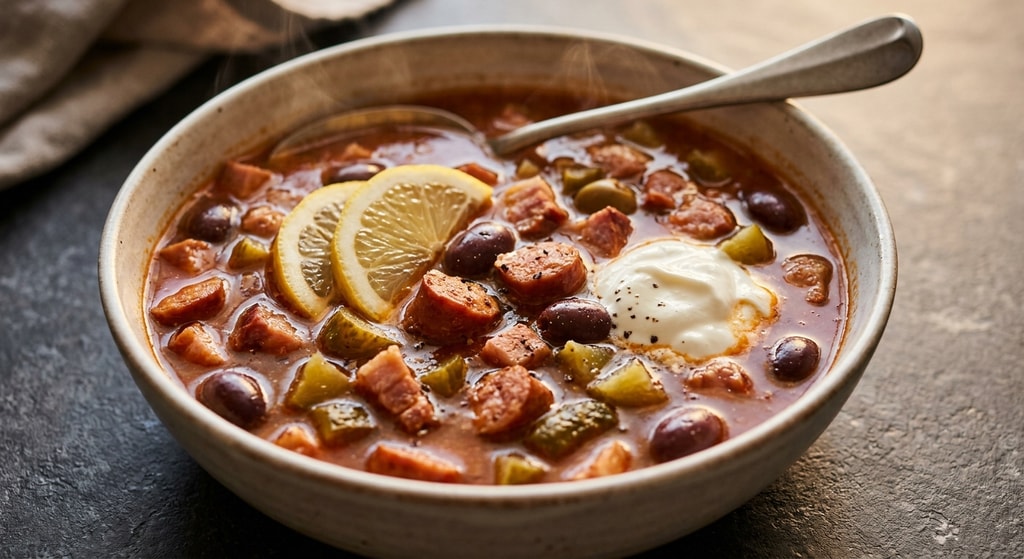 Солянка мясная с оливками