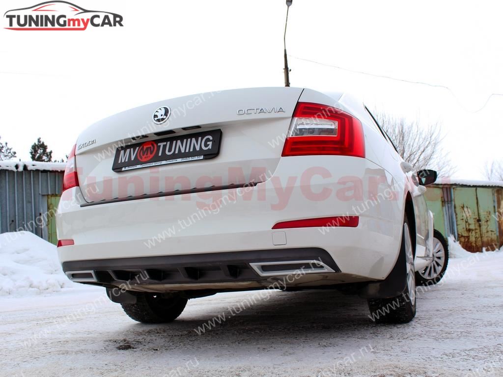 Диффузор заднего бампера Skoda Octavia III A7 (2013-) Текстурный пластик