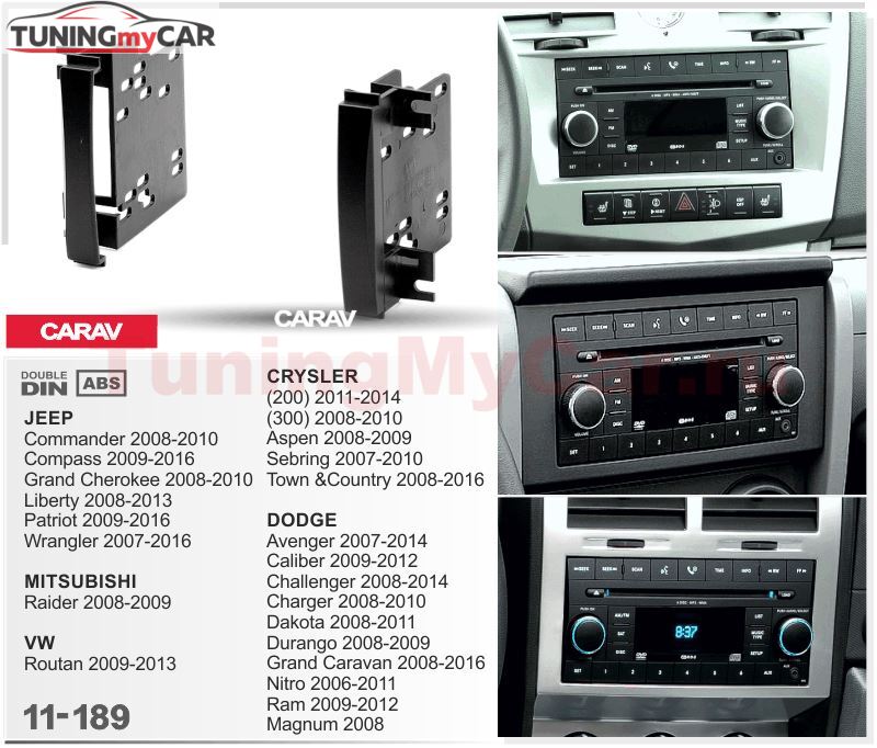 Переходная рамка для установки автомагнитолы CARAV 11-189: 2 DIN / CRYSLER/ DODGE / JEEP/ MITSUBISHI/ VW