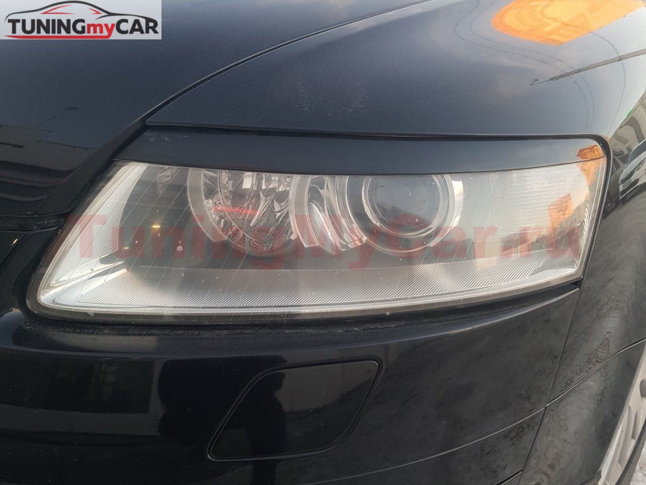 Реснички на фары для Audi A6 C6 2004-2008 (4F2, 4F5 - оптика без ДХО)