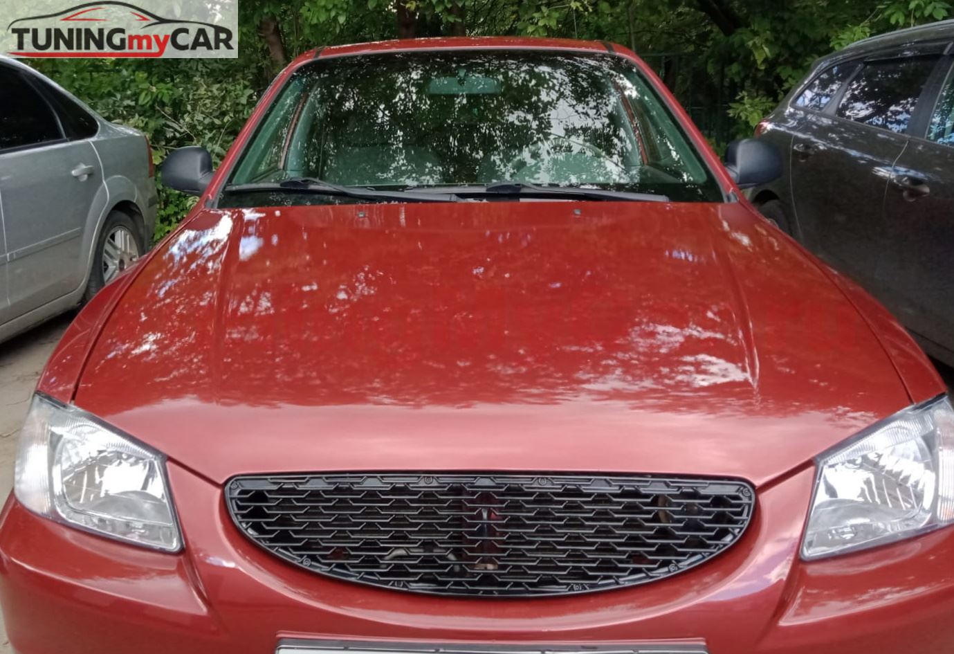 Решетка радиатора Hyundai Accent (плетенка) ЧЕРНЫЙ (вар.2)