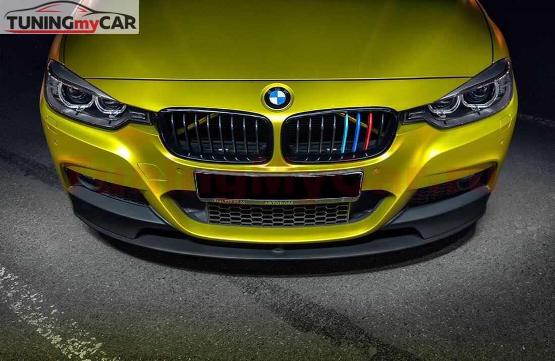 Сплиттер переднего М-бампера для BMW 3-series. Черный матовый