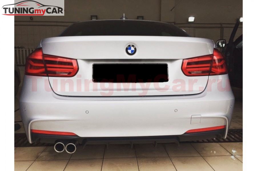Диффузор заднего бампера для BMW 3-series 2011-2019 черный глянцевый