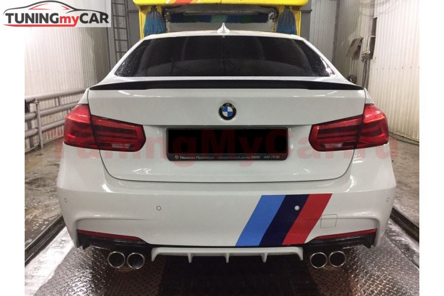 Диффузор заднего бампера для BMW 3-series 2011-2019 черный глянцевый