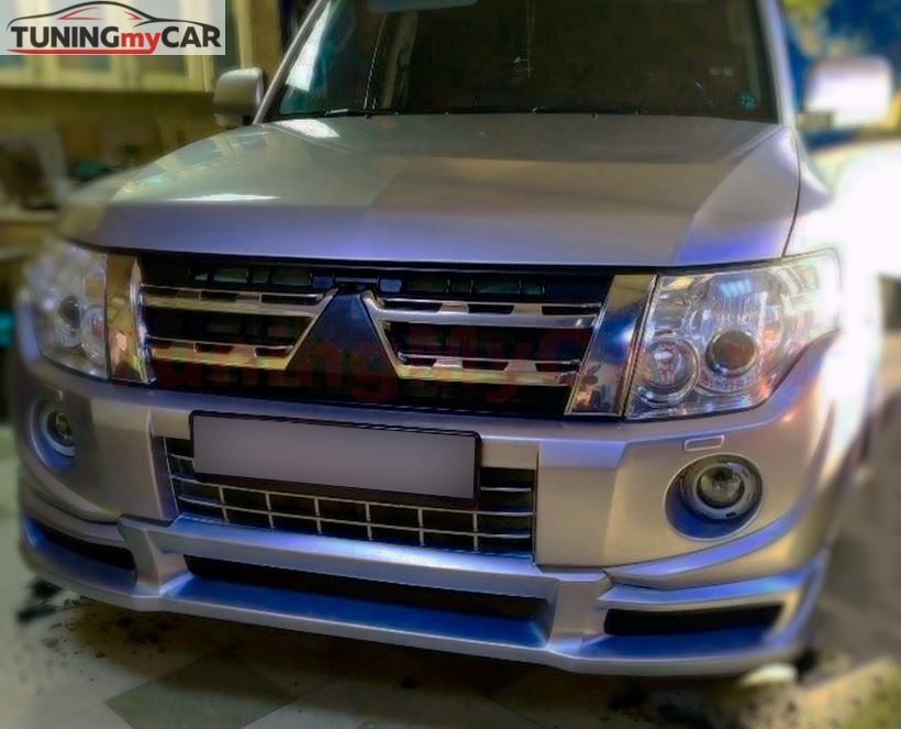 Накладка переднего бампера Mitsubishi Pajero 4 рестайлинг 2011-2015